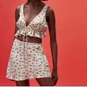 ZARA CHERRY SET skirt SMALL and top MEDIUM